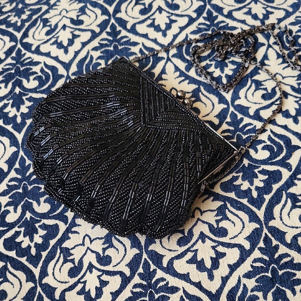 Elegant Black Beaded Evening Bag